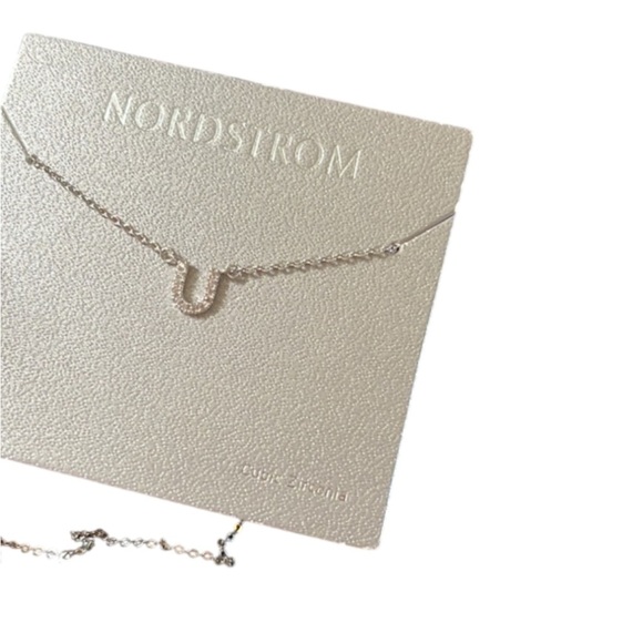 Nordstrom Silver Petite U Initial Necklace- Cubic Zirconia- Nickel Free - Picture 3 of 6